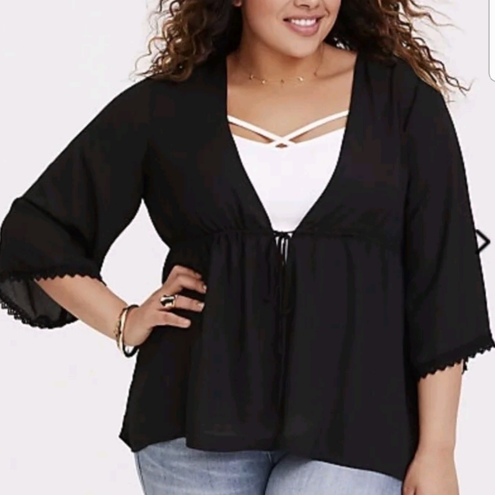 Black tie Chiffon babydoll kimono
